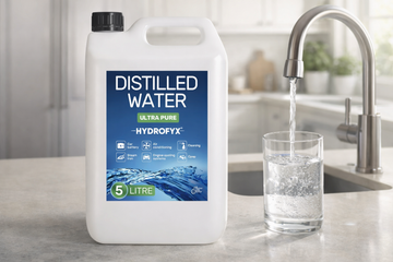 5 litre container of high-purity distilled water supplied in an HDPE container