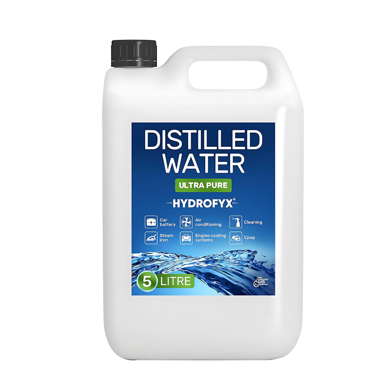HYDROFYX 5L distilled water bottle – 0ppm ultra-pure water for CPAP, irons, aquariums and cleaning, UK-made