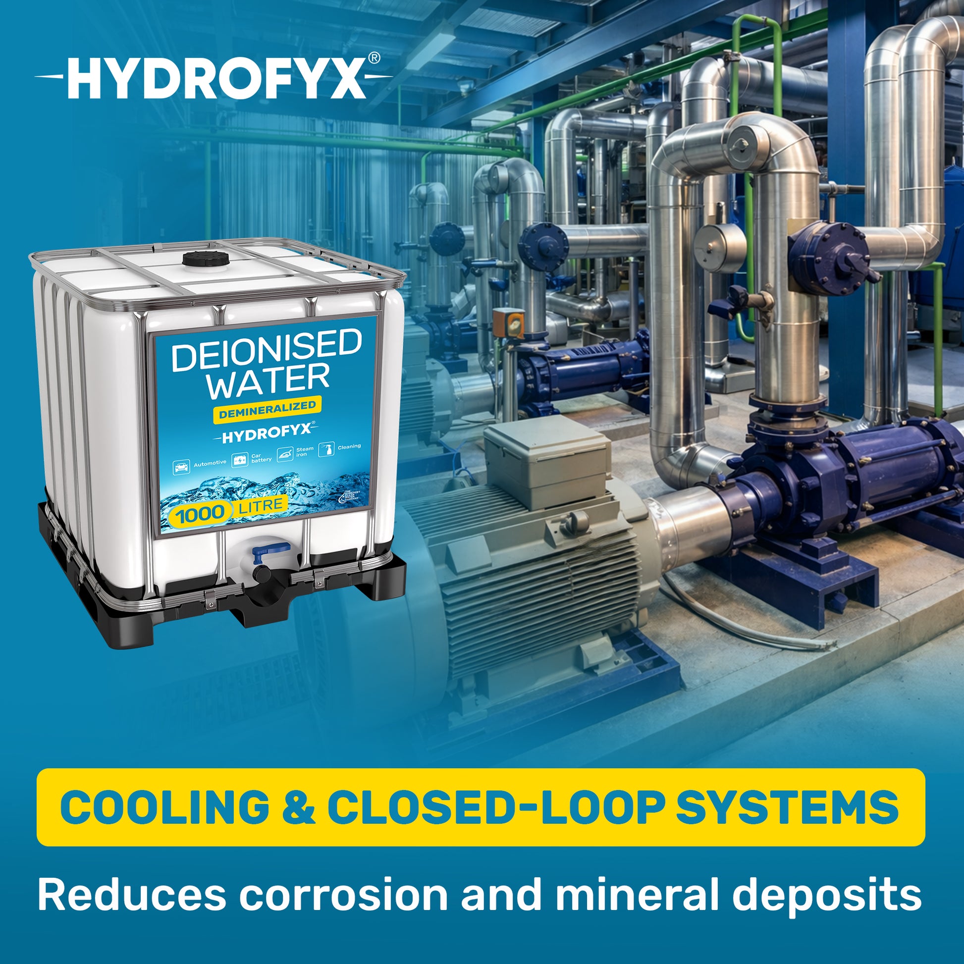 deionised water IBC for cooling and closed loop systems