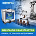 HYDROFYX 1000 litre IBC distilled water for manufacturing and production environments – suitable for controlled industrial processes


